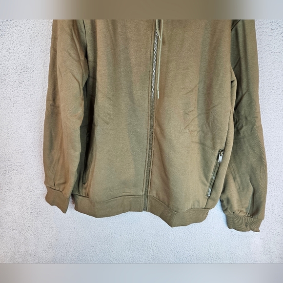 Crysully Mens Sweatshirt Jacket Sz XL & M Green Fleece Sherpa Lining  Hoodie - Picture 5 of 16